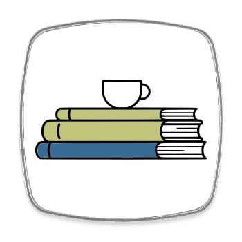 Bücherstapel Kaffeetasse Farbig - Viereckiger Kühlschrankmagnet - Weiß - Vorne