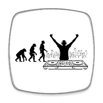 Evolution to DJ Humor Fun - Square fridge magnet - white - Front