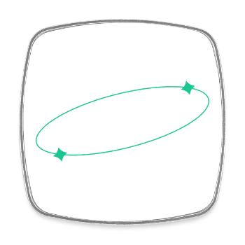 Anneau elliptique en étoile - Magnet carré - blanc - Devant