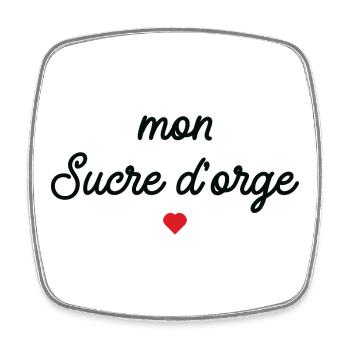 Mon Sucre d'Orge Script Cœur Rouge - Magnet carré - blanc - Devant