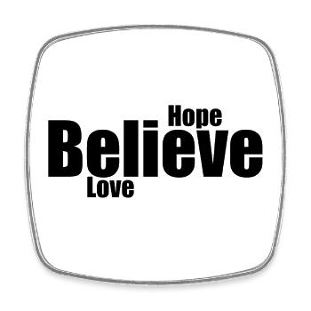 Faith Love and Hope Typographic Design - Square fridge magnet - white - Front