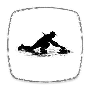 Joueur de curling sport Sports d’hiver Précision sur glace - Magnet carré - blanc - Devant