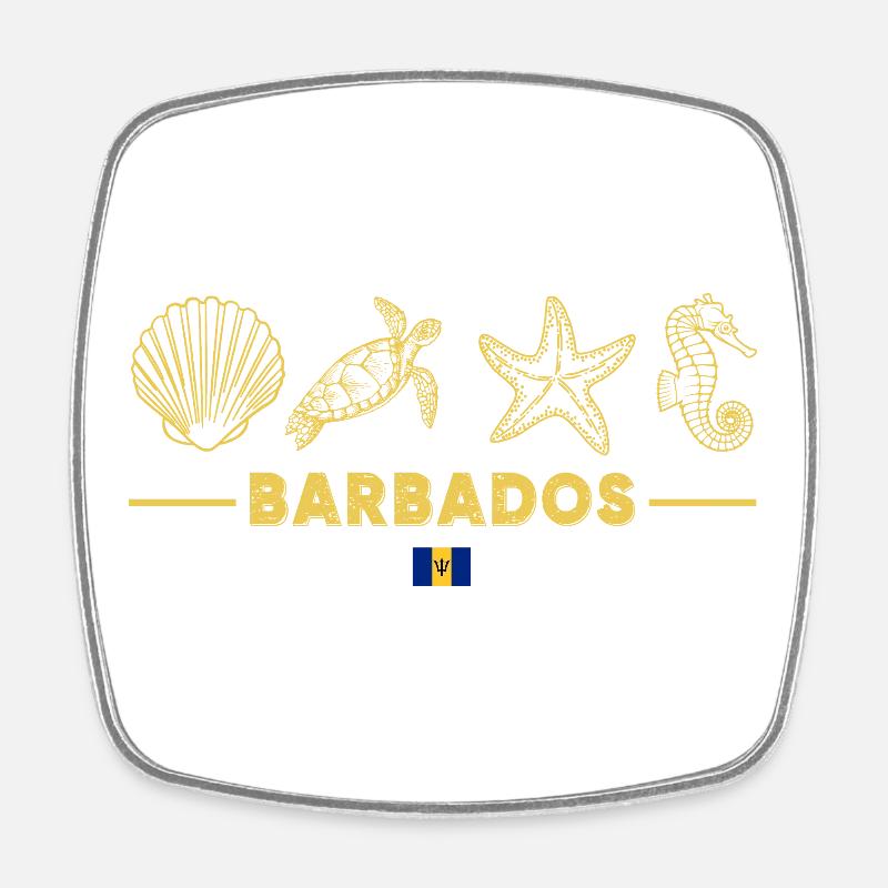 Motifs de la plage de la Barbade en or - Magnet carré - blanc