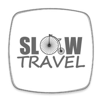 SLOW TRAVEL - Viereckiger Kühlschrankmagnet - Weiß - Vorne