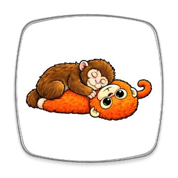 Monkey Punch Baby  - Viereckiger Kühlschrankmagnet - Weiß - Vorne