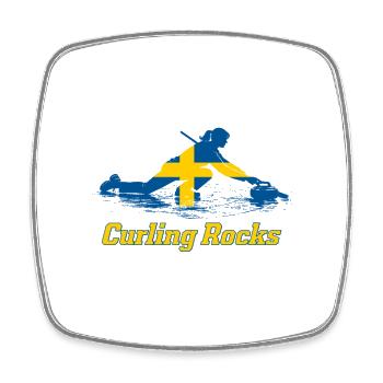 Curling Rocks Sweden Fan Merch - Square fridge magnet - white - Front