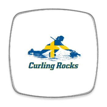 Curling Rocks Sweden Fan Merch - Square fridge magnet - white - Front