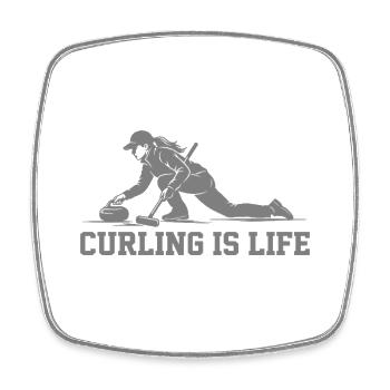 Curling  Is Life Wintersport Fan - Viereckiger Kühlschrankmagnet - Weiß - Vorne