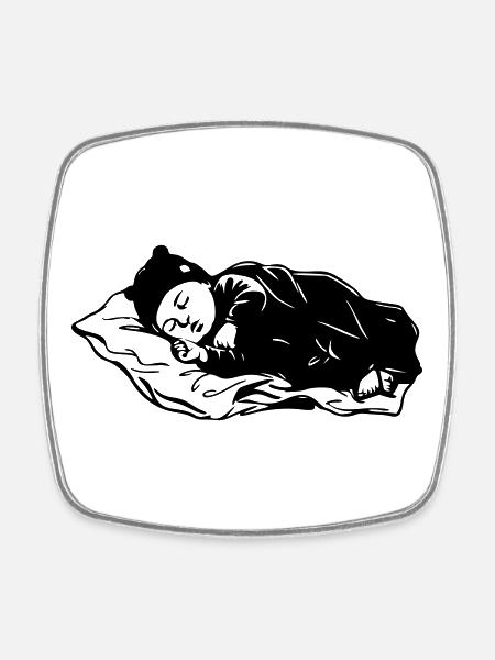 Bébé qui dort  - Magnet carré - blanc