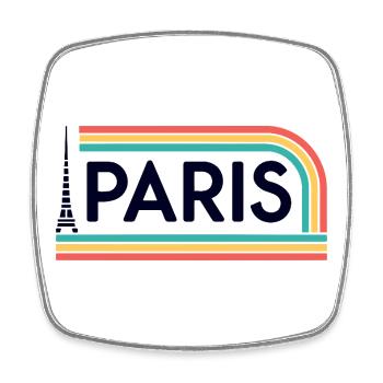 Paris Arc-en-ciel Rétro - Magnet carré - blanc - Devant