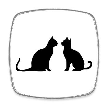 Schwarze Katze 2 Katzen Silhouetten Geschenk - Viereckiger Kühlschrankmagnet - Weiß - Vorne