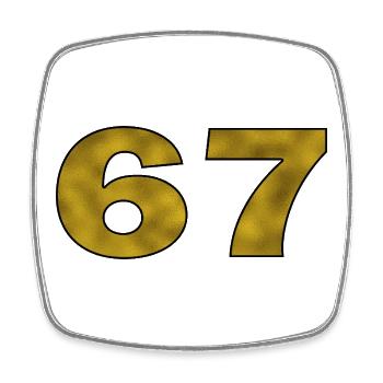 Golden 67 - Square fridge magnet - white - Front