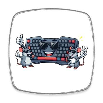 Keyboard Mice Duo - Square fridge magnet - white - Front
