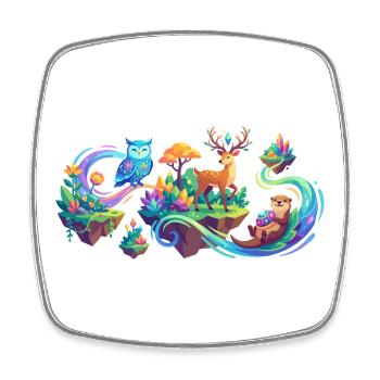Fantasy Forest Animal Dream Fantasy Forest Animals Motif - Square fridge magnet - white - Front