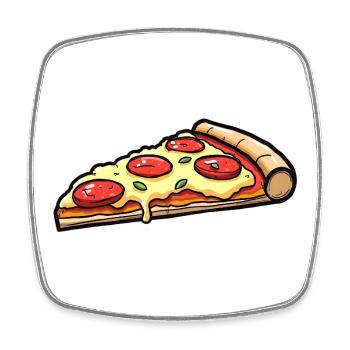 Pizza - Magnet carré - blanc - Devant