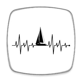 Segelboot Herzschlag - Viereckiger Kühlschrankmagnet - Weiß - Vorne
