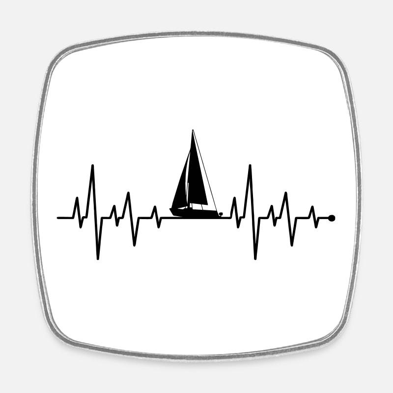 Sailboat heartbeat - Square fridge magnet - white