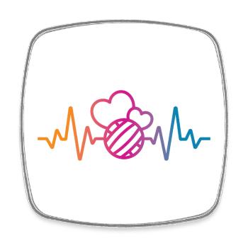 Volleyball heartbeat - Square fridge magnet - white - Front
