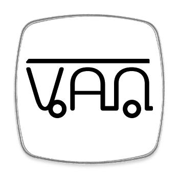 Van Camper Illustration aus Buchstaben - Viereckiger Kühlschrankmagnet - Weiß - Vorne