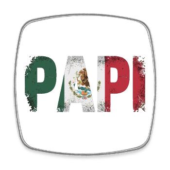 Papi Mexiko Flagge Vintage Papa - Viereckiger Kühlschrankmagnet - Weiß - Vorne