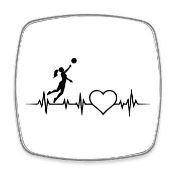 Volley-ball, ECG, battement cardiaque, pouls, joueur de volley-ball - Magnet carré - blanc - Devant