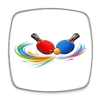 Tennis de table Chemise de raquette Sport de ping-pong - Magnet carré - blanc - Devant