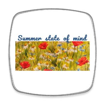 Sommer-Zustand des Geistes-Wildblumen-Meadow-Panoramas - Viereckiger Kühlschrankmagnet - Weiß - Vorne