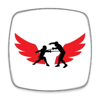 Winged Fencer: The Speed of Sword and Iron - Square fridge magnet - white - Front