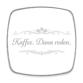 Kaffee. Dann reden. – Vintage Ornament - Viereckiger Kühlschrankmagnet - Weiß - Vorne