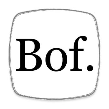 "Bof." T-Shirt – minimalistischer französischer Humor - Viereckiger Kühlschrankmagnet - Weiß - Vorne