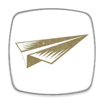 Silhouette d'avion en papier style grunge - Magnet carré - blanc - Devant