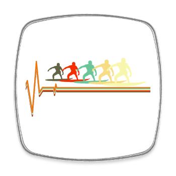 Retro Surfing Heartbeat Vintage Surfer Wave - Square fridge magnet - white - Front