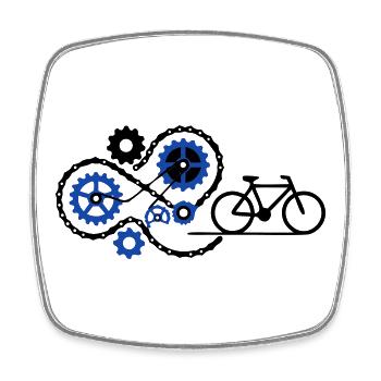 Ingenious Bicycle Gear Mechanics - Square fridge magnet - white - Front