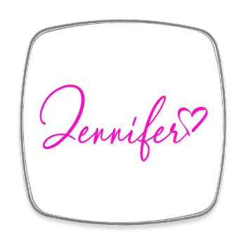 Jennifer Signatur Neon Pink - Viereckiger Kühlschrankmagnet - Weiß - Vorne