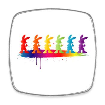 Bunte Hasen Silhouette Regenbogen Kinder Motiv - Viereckiger Kühlschrankmagnet - Weiß - Vorne