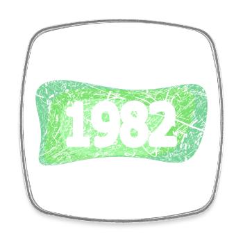 1982 - Viereckiger Kühlschrankmagnet - Weiß - Vorne