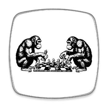 Monkeys play chess T-Shirt - Square fridge magnet - white - Front