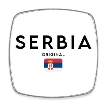 Flagge Serbiens, elegantes minimalistisches Design - Viereckiger Kühlschrankmagnet - Weiß - Vorne