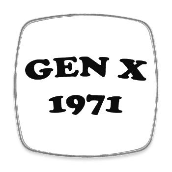 Gen X 1971 Retro Logo Tee - Square fridge magnet - white - Front