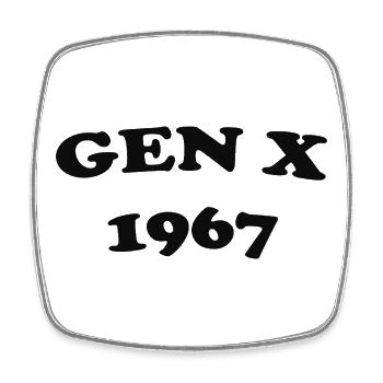 Gen X 1967 Retro Logo - Square fridge magnet - white - Front