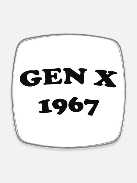Gen X 1967 Retro Logo - Square fridge magnet - white