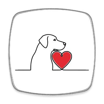 Labrador Herz Hund Line Art - Viereckiger Kühlschrankmagnet - Weiß - Vorne