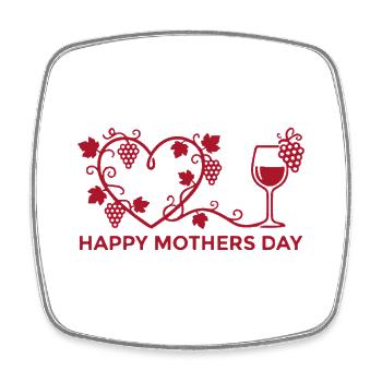 Happy Mothers Day Wein Herz Muttertag - Viereckiger Kühlschrankmagnet - Weiß - Vorne