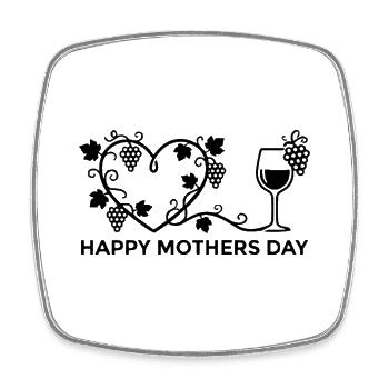 Happy Mothers Day Wein Herz Muttertag - Viereckiger Kühlschrankmagnet - Weiß - Vorne