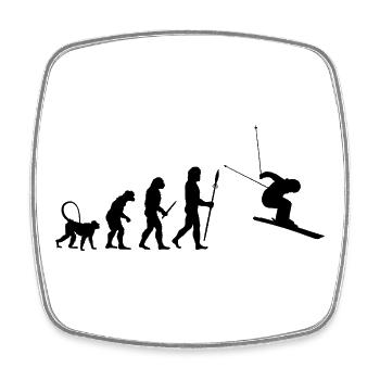 Évolution du skieur - Magnet carré - blanc - Devant