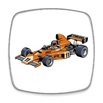 Rennwagen Vintage Orange - Viereckiger Kühlschrankmagnet - Weiß - Vorne