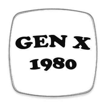 Gen X 1980 Retro - Viereckiger Kühlschrankmagnet - Weiß - Vorne