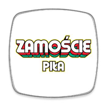 Zamość Piła. Name des Retro-Bezirks - Viereckiger Kühlschrankmagnet - Weiß - Vorne