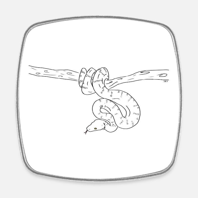 Snake (b&w) - Viereckiger Kühlschrankmagnet - Weiß