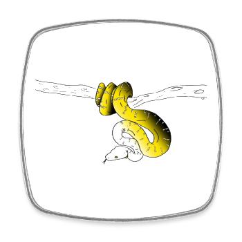 Yellow Snake - Square fridge magnet - white - Front